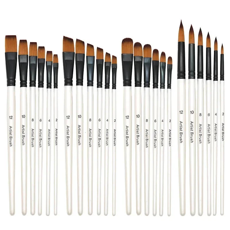 6 Pcs Nylon Paint Brushes