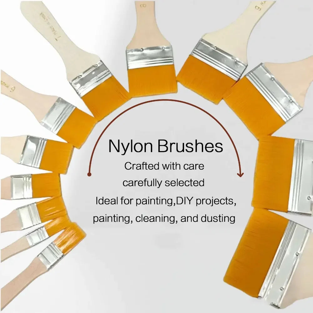 Nylon Paint Brushes with Different Sizes and Wooden Handles