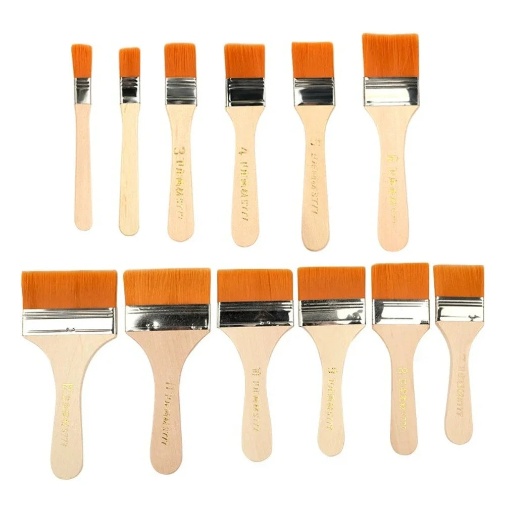 Nylon Paint Brushes with Different Sizes and Wooden Handles