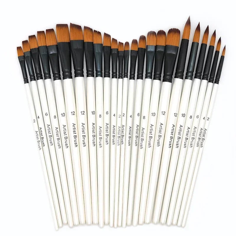 6 Pcs Nylon Paint Brushes